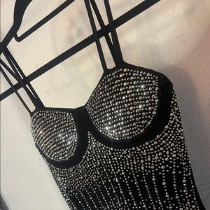 Elegant Black and Silver Studded Dress